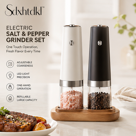 Sdxhtdkl™ Electric Salt & Pepper Grinder Set with Adjustable Coarseness